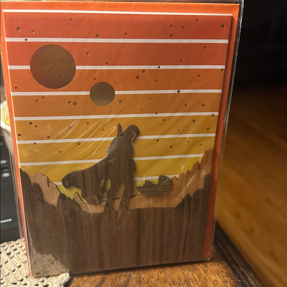 Sunset Wolf Greeting Card. PAPYRUS sealed card